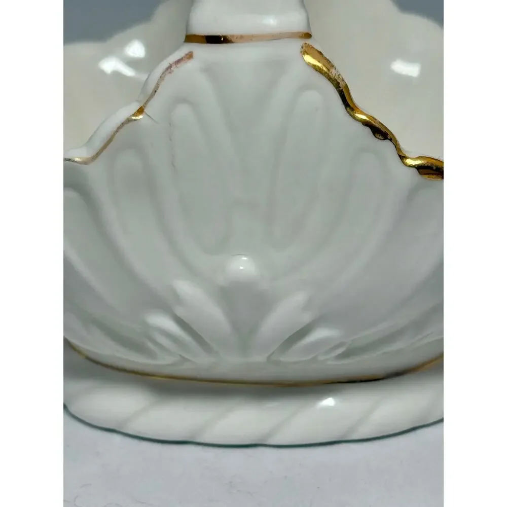 Vintage ARDCO Taiwan Porcelain Flower Basket Applied Roses Gold Trim 5 Inch